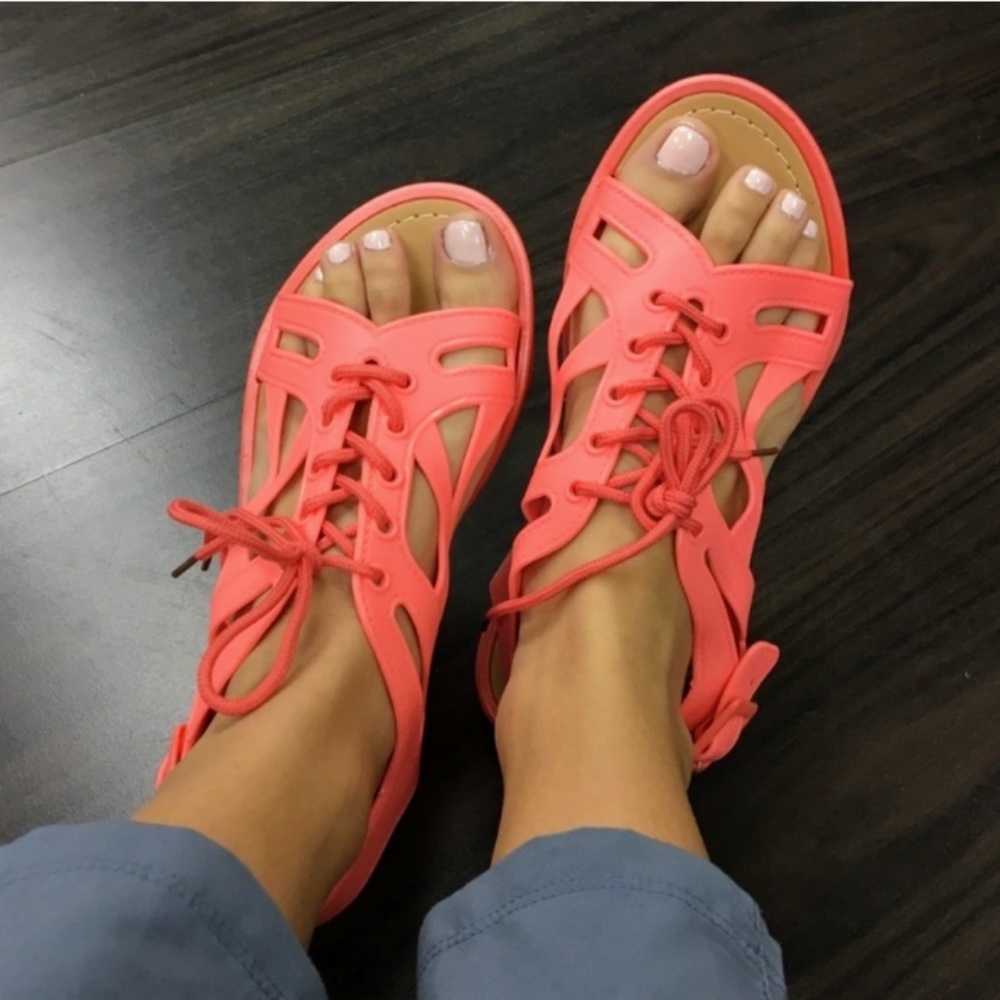 🆕Peach Jelly Adjustable Lace/Tie-up Sandal